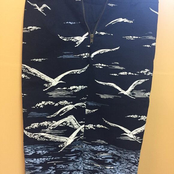 Anthropologie Blue Shorebird Seagull Pencil Skirt Size 0 - Picture 3 of 5